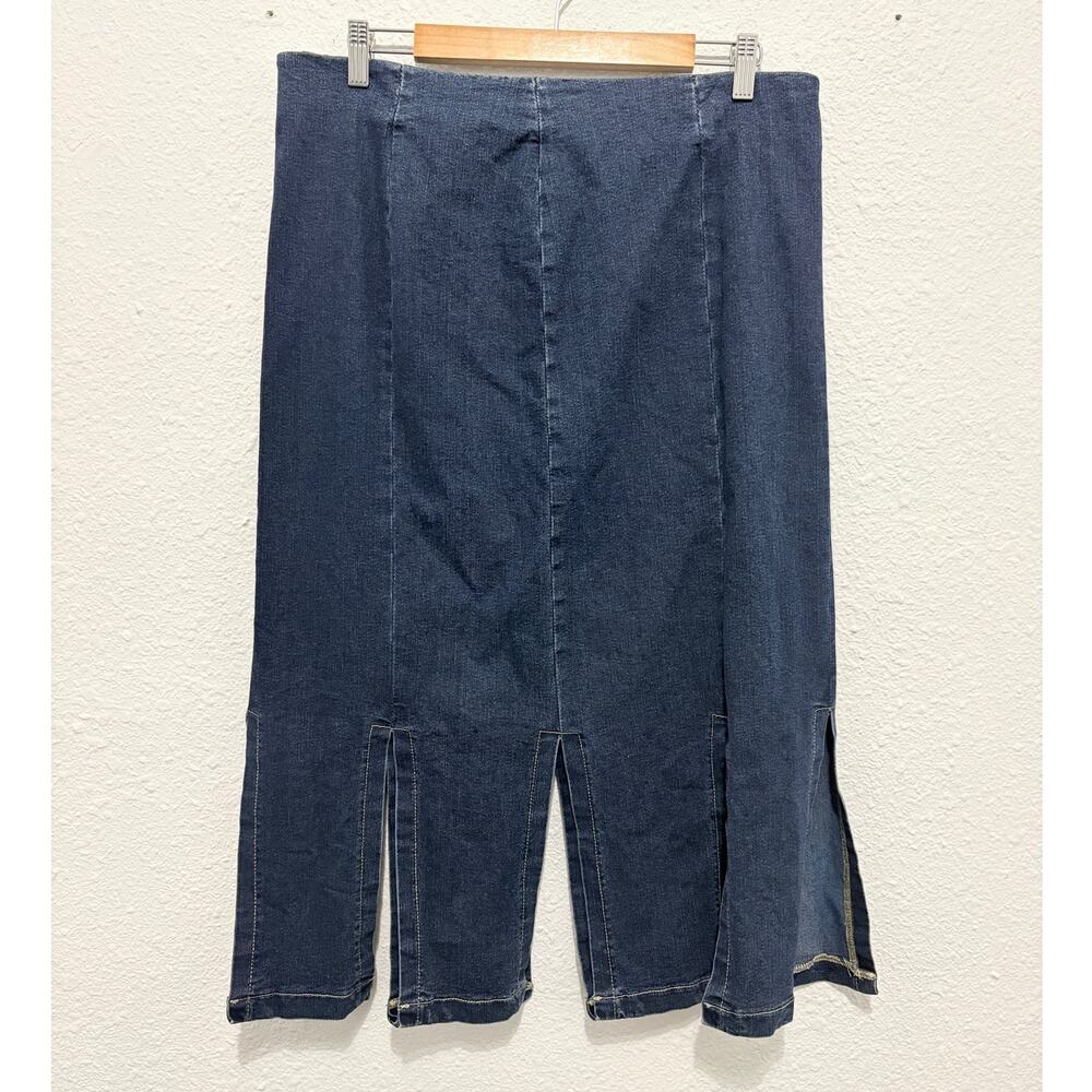 Vintage Y2K Denim Skirt Midi Size 16 Grunge Boho Dark Wash Edgy